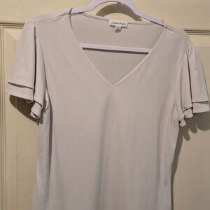 Calvin Klein Baby Blue Flutter Sleeve Blouse Size Medium